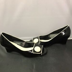 Franco Sarto Black Wedge Heels Sz 8 M Savanti